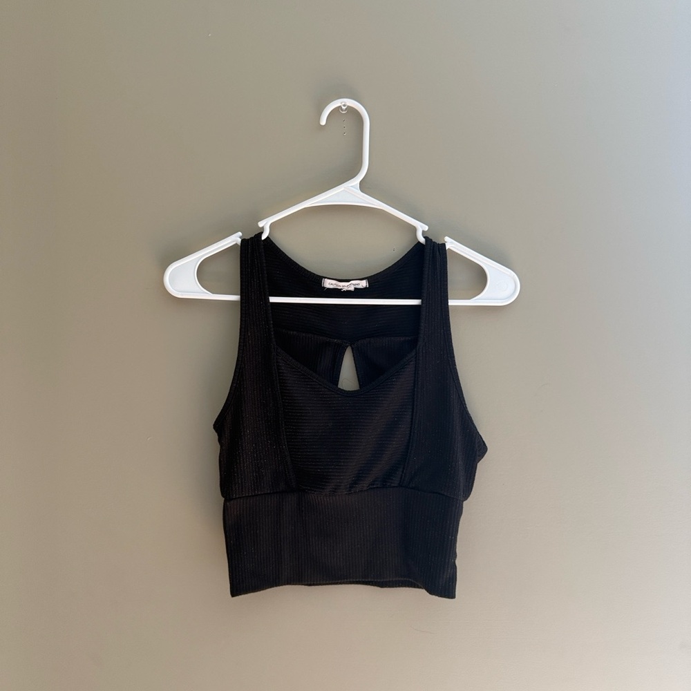 Caution To The Wind Black Ribbed Top